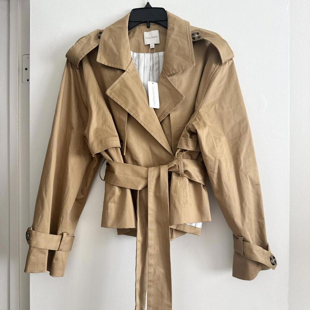 Women's Tan Coat THE CROPPED CHARLES TRENCH - Picture 2 of 8